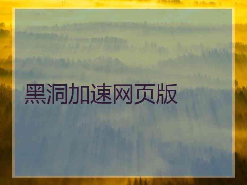 黑洞加速网页版