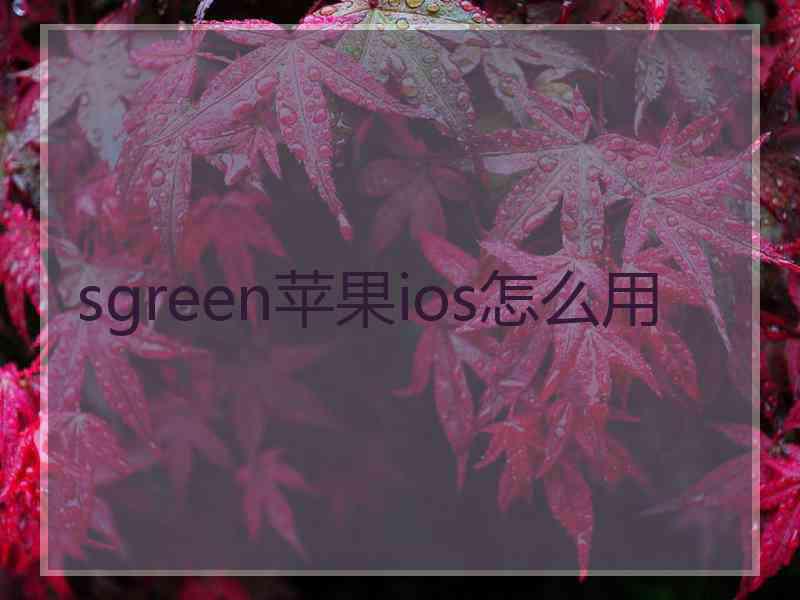 sgreen苹果ios怎么用