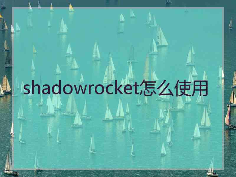 shadowrocket怎么使用
