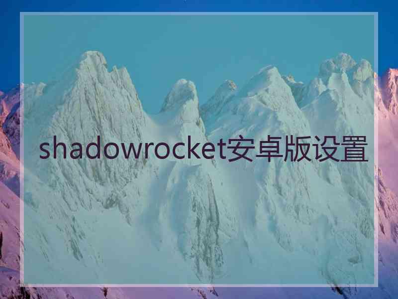 shadowrocket安卓版设置