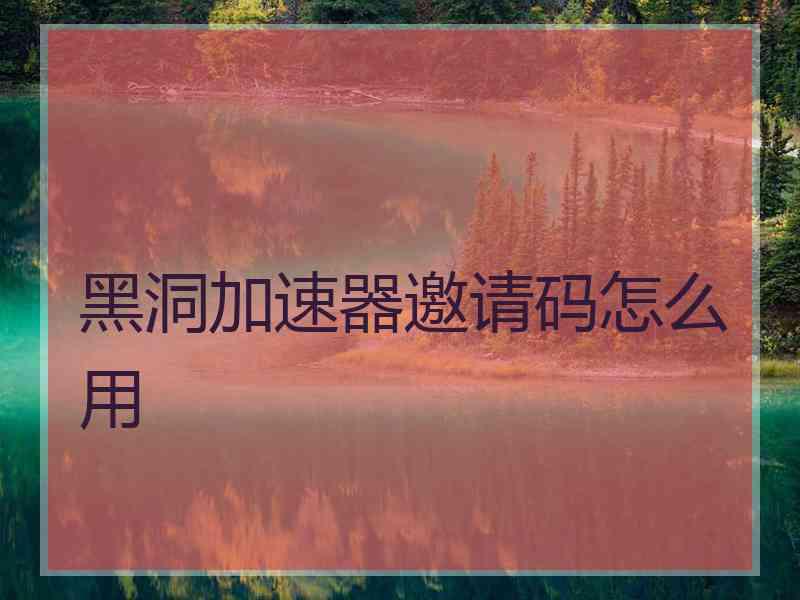 黑洞加速器邀请码怎么用