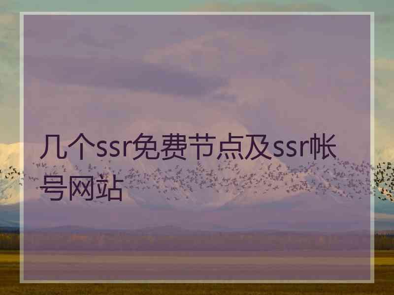 几个ssr免费节点及ssr帐号网站