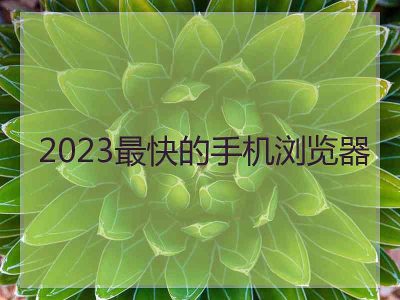2023最快的手机浏览器
