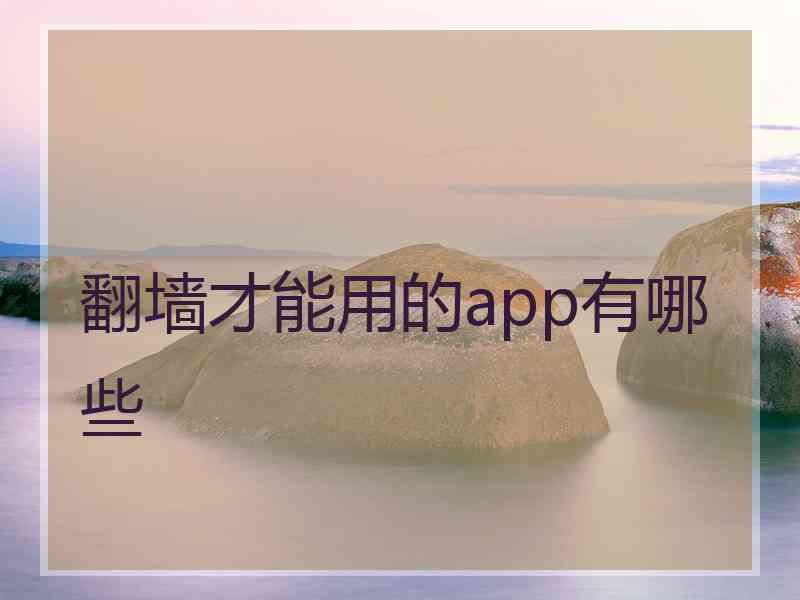 翻墙才能用的app有哪些
