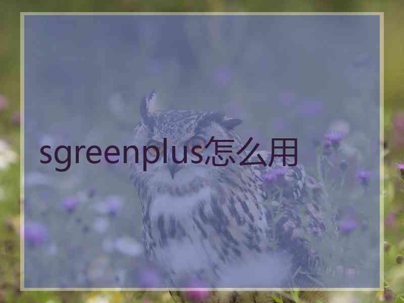 sgreenplus怎么用