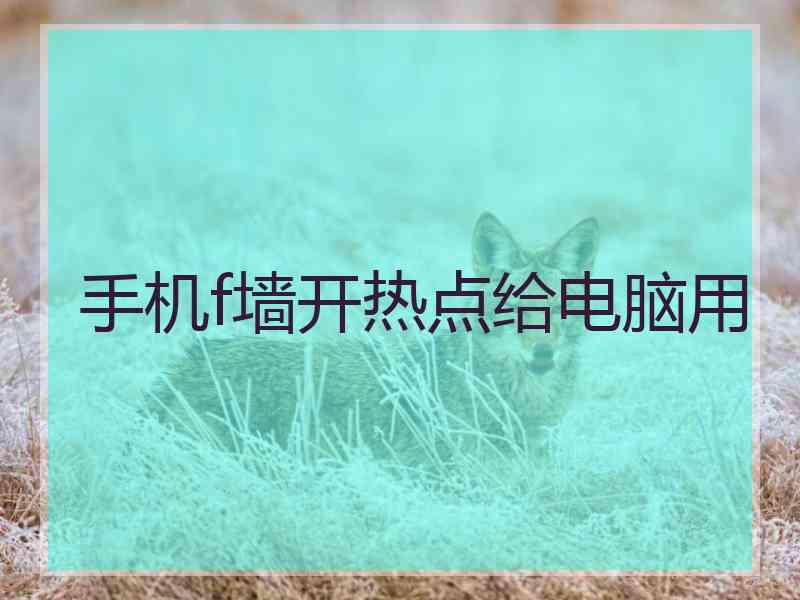 手机f墙开热点给电脑用