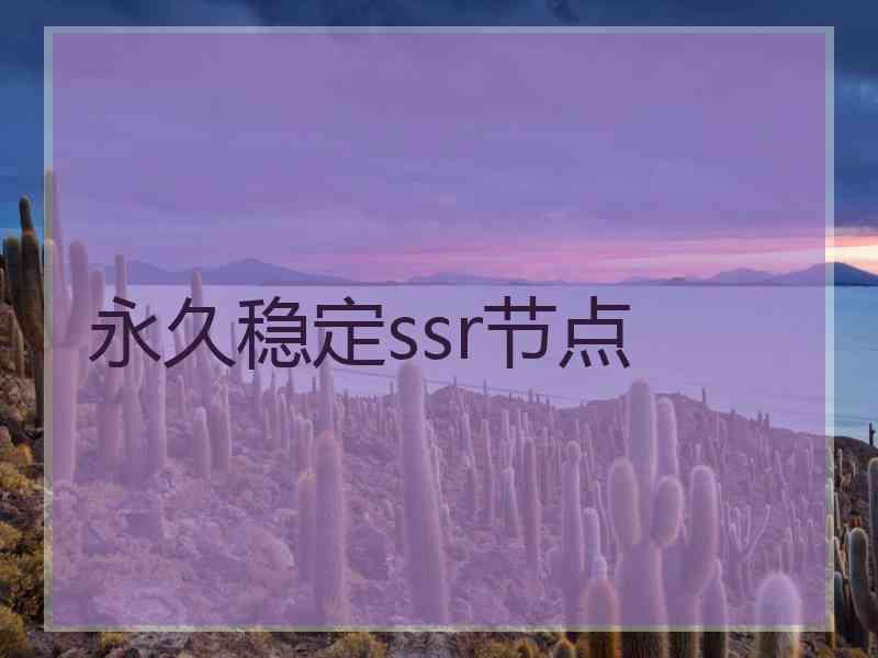 永久稳定ssr节点