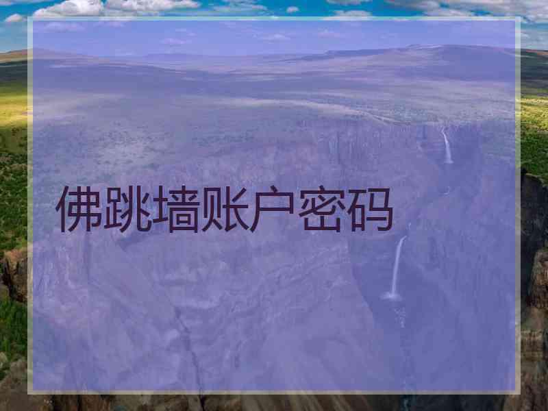 佛跳墙账户密码