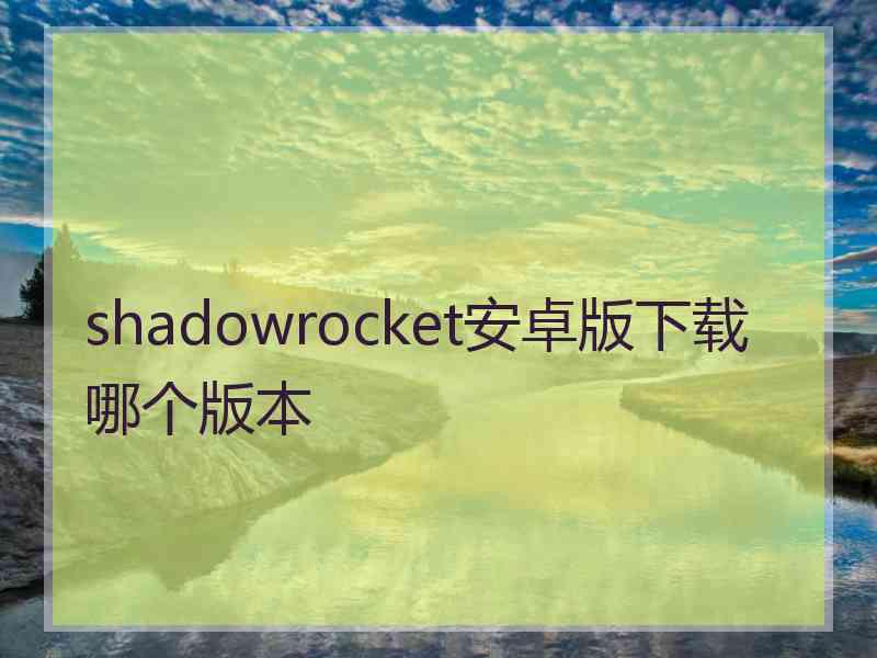 shadowrocket安卓版下载哪个版本